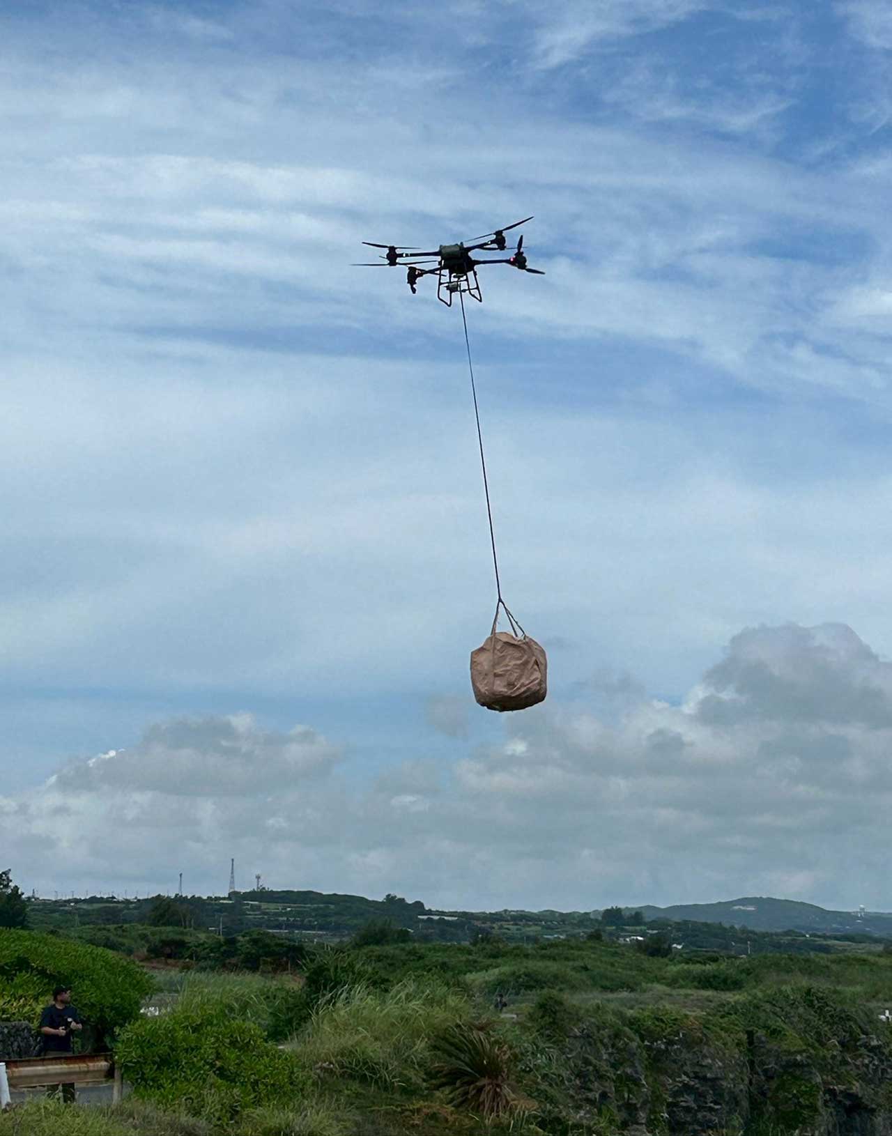 ドローンでの引き上げ